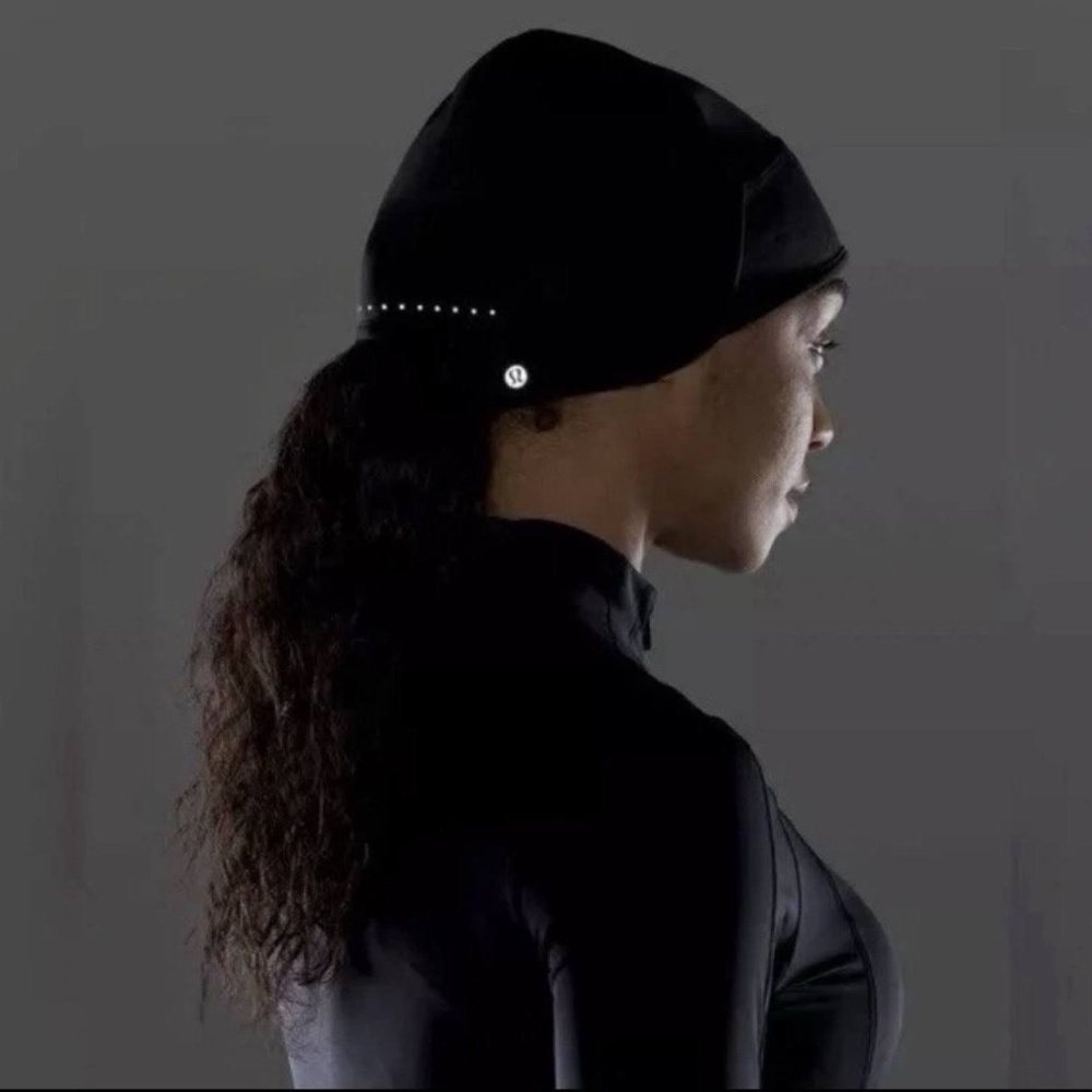 Black Lululemon Running Beanie with Ponytail Hole